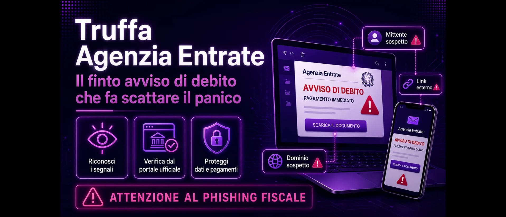 Truffa Agenzia Entrate: il finto avviso di debito che fa scattare il panico