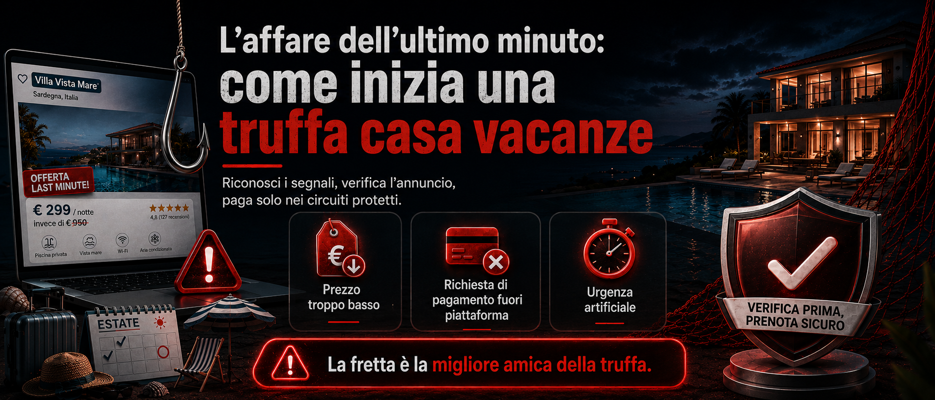 L’affare dell’ultimo minuto: come inizia una truffa casa vacanze